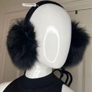 Black fox fur earmuffs